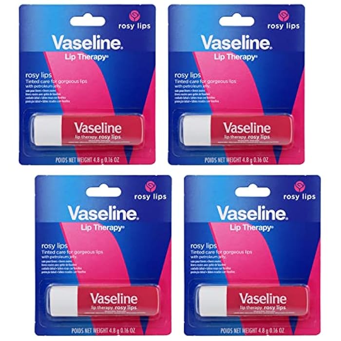 Vaseline Lip Therapy Care Rosy, Fast-Acting Nourishment, Ideal for Chapped, Dry, Cracked, or Damaged Lips, Lip Balm, 4-Pack, 0.16 Oz Each - Image 1